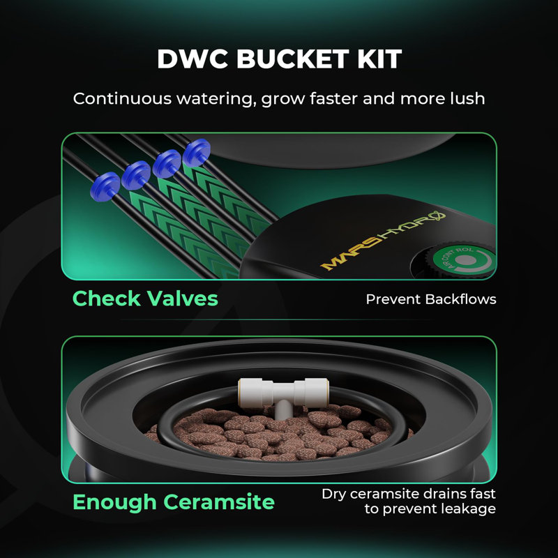 Black 5-Gallon Hydroponics Grow System with Air Pump