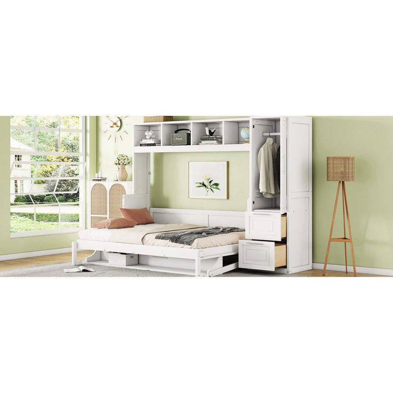 Lit Space avec choix de garde-robe - tiroirs de rangement blancs