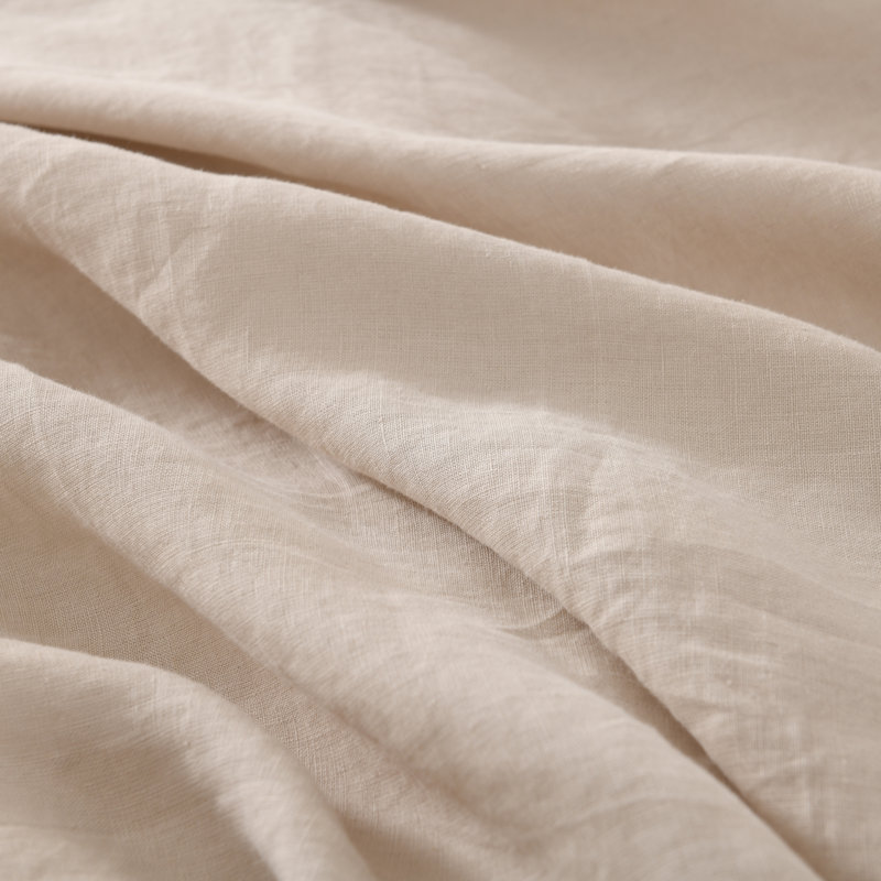 Ensemble de housse de couette en lin avoine, Beige, Housse de couette grand + 2 grandes taies décorat