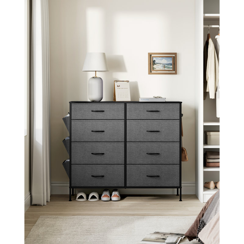 Lorinda 107 cm W Chest of 6 Drawers, Charcoal Grey/Slate Grey