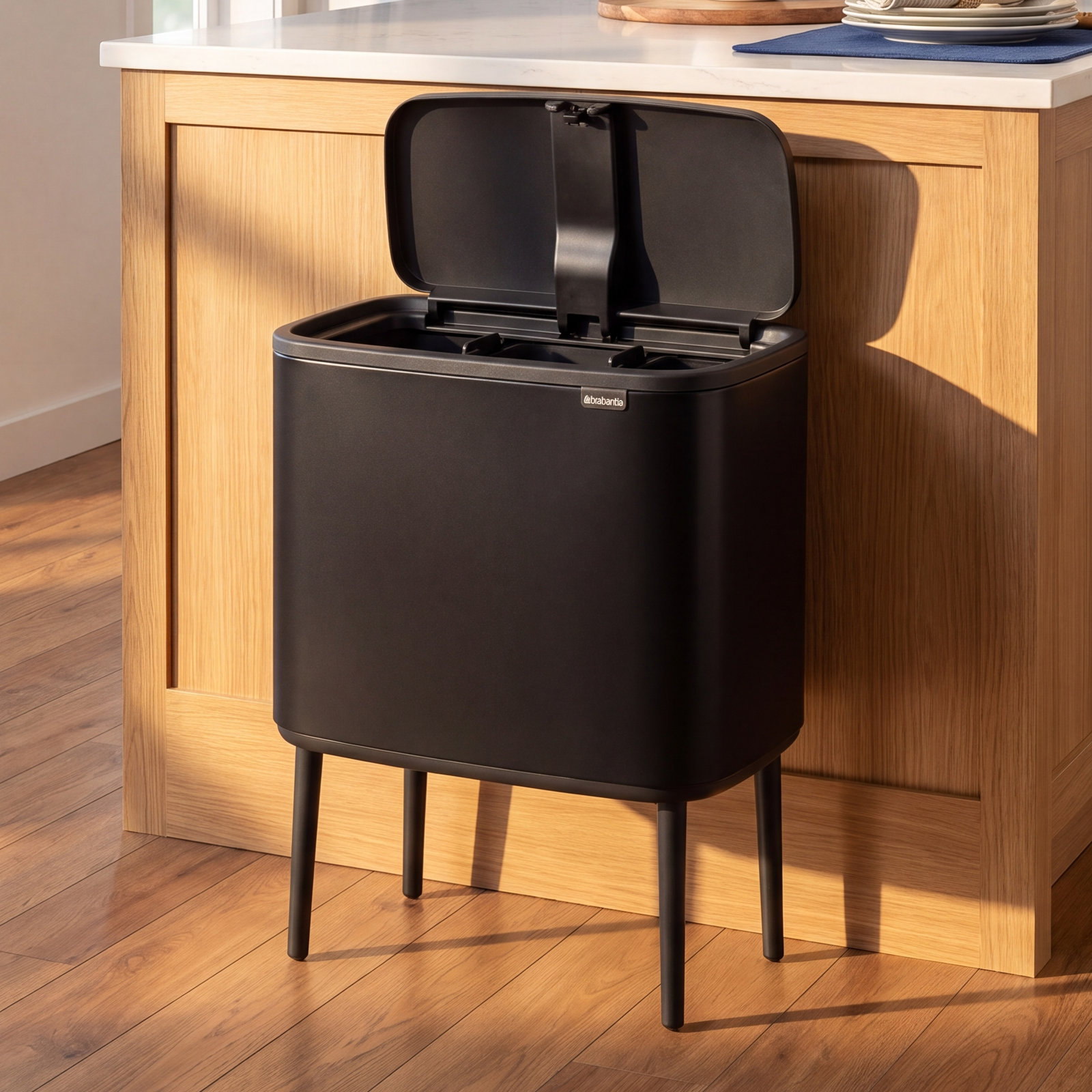 Brabantia Bo Touch Top 9gal Recycling Can, Matte Black
