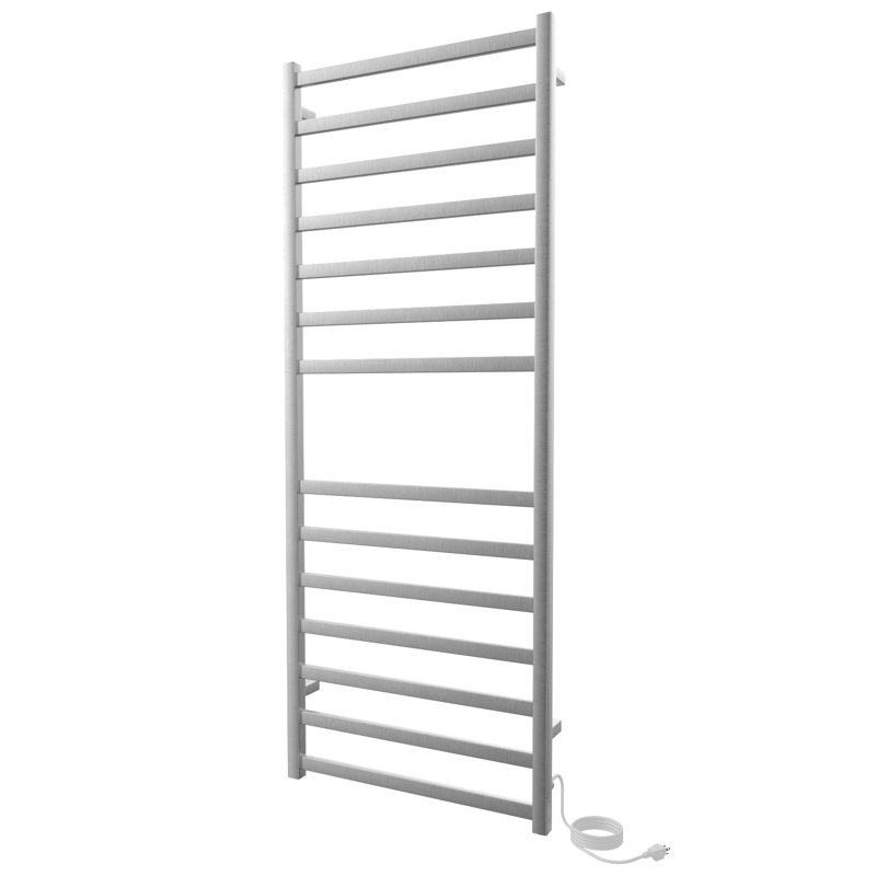 Chauffe-serviettes électrique mural 24 po x 60 po Kontour, H 60 po x l 24 po x P 4 po, Nickel brossé, Électrique à brancher