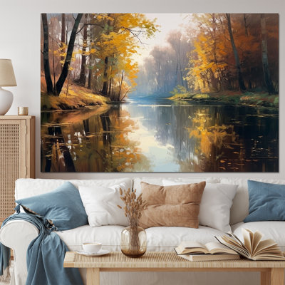 «Whimsical River and Forest IV - Landscape River Forest Wall Art Living Room»