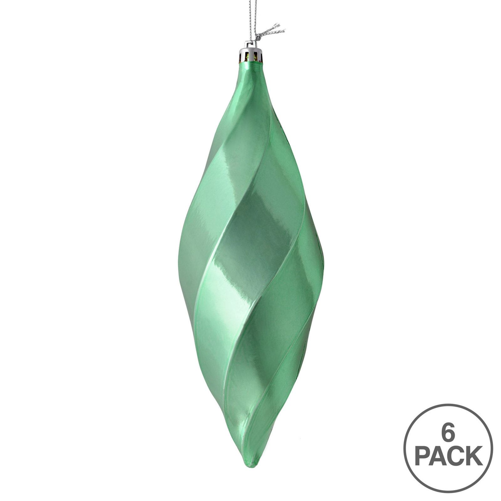 8" Swirl Finial Ornament, Seafoam Green
