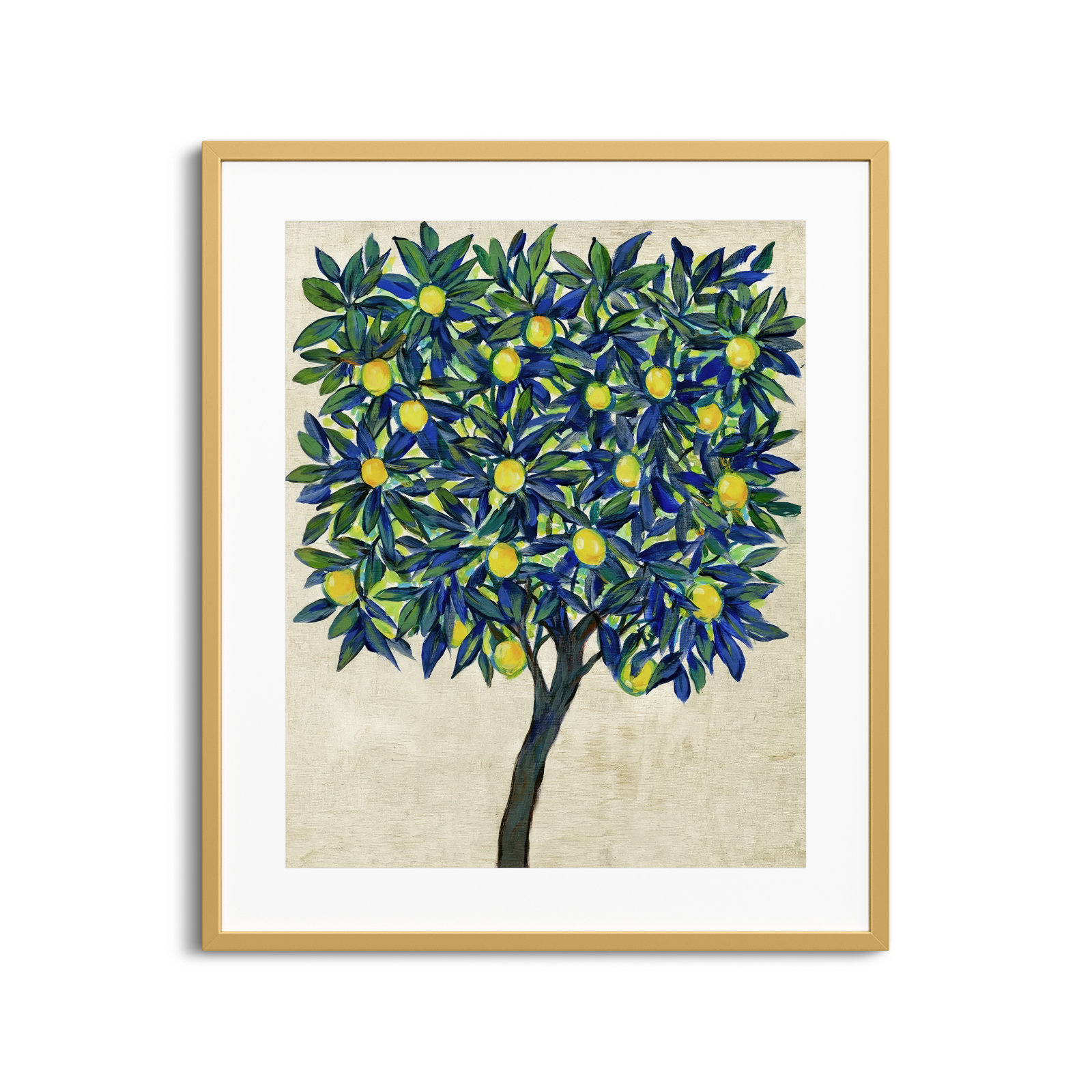 Lemon Tree Composition II by Tim Otoole, 33.17" H x 27.8" W x 0.88" D, Gold