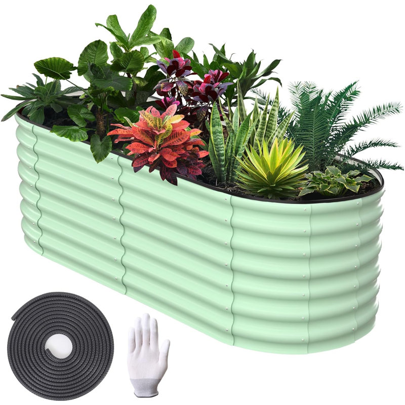 Metal Raised Garden Bed, Green, 61cm H x 183cm W x 91.5cm D