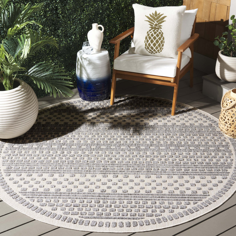 Milos Performance Geometric Indoor/Outdoor Area Rug, Round 6'7"