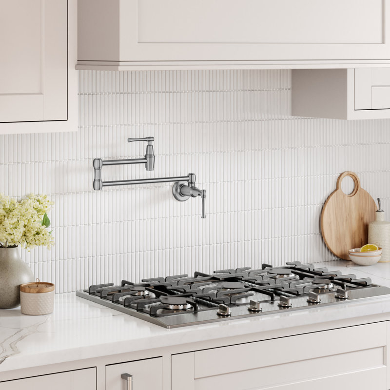 KRAUS Allyn Wall Mount Pot Filler Kitchen Faucet With Retractable Arm In Spot-Free Stainless Steel, Stainless Steel