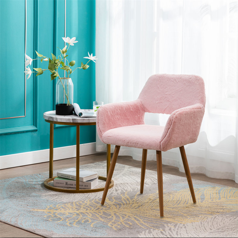 Fauteuil de 16,1 po de large Isabeau, Fausse fourrure rose