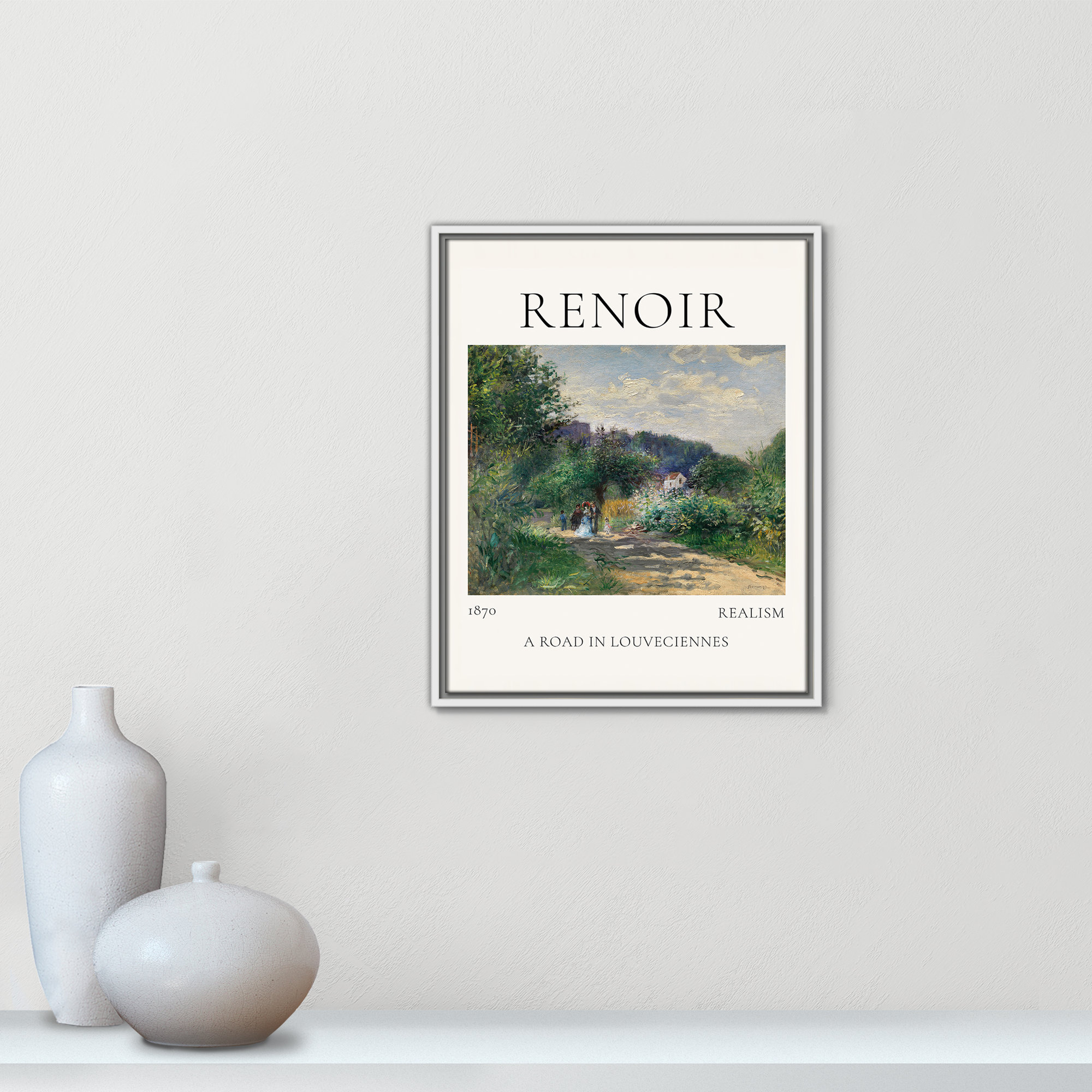 Old Masters Collection " A Road In Louveciennes " by Auguste Renoir, 21.5" H x 17.5" W x 2" D, Espresso Floater Frame, No