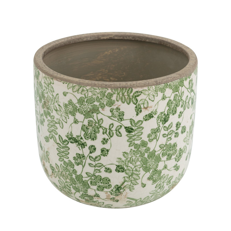 Pot à fleurs - vert / blanc, H 6,9 po x l 7,9 po x P 7,9 po