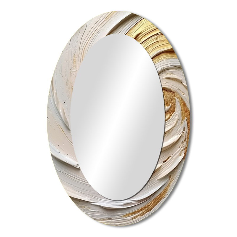 Gold Eternal Swirl IV - Abstract Oval Decorative Mirror On Metal, 36" x 24"