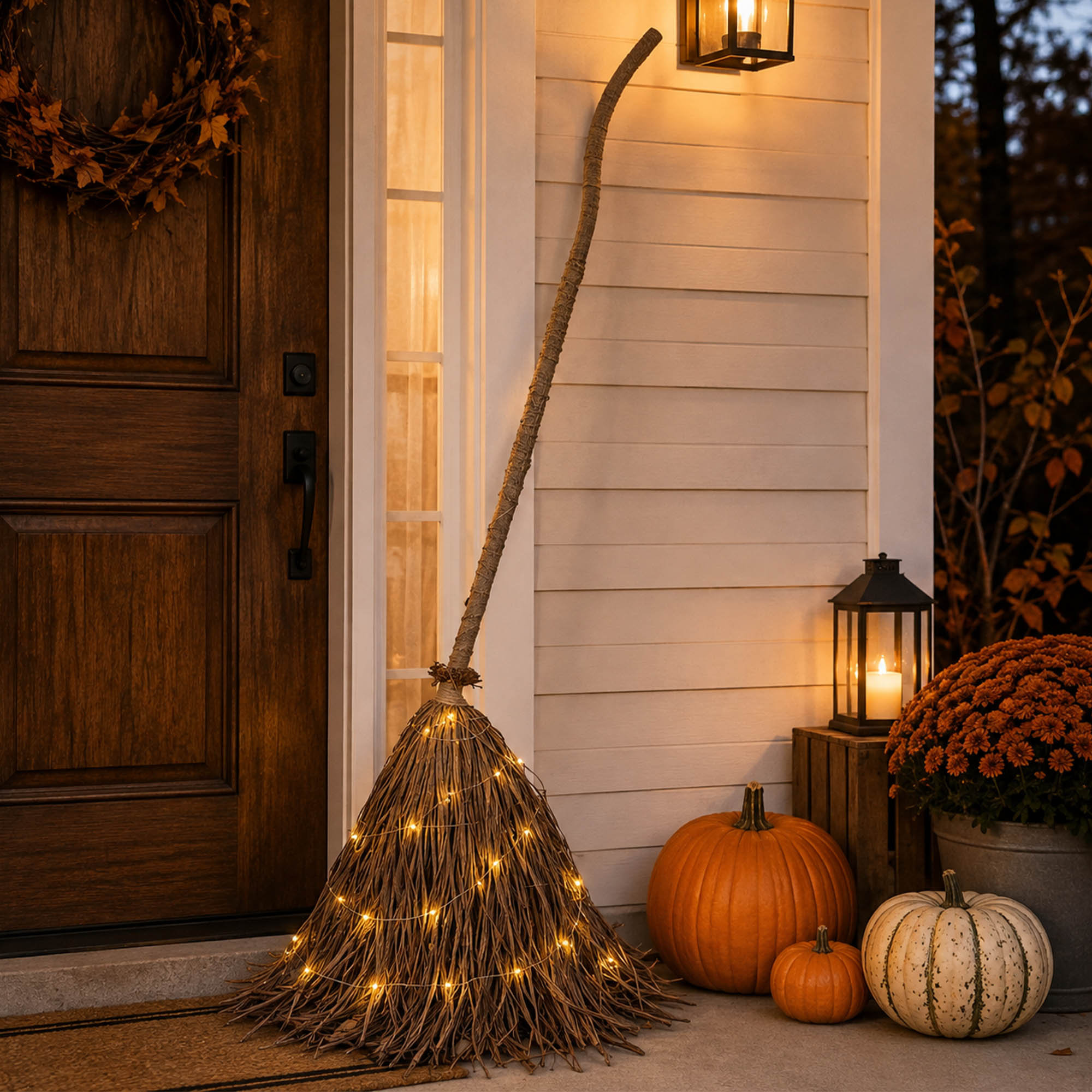 Rosalind Wheeler 5.5 Ft Light Up Halloween Witches Broom Decoration | Wayfair