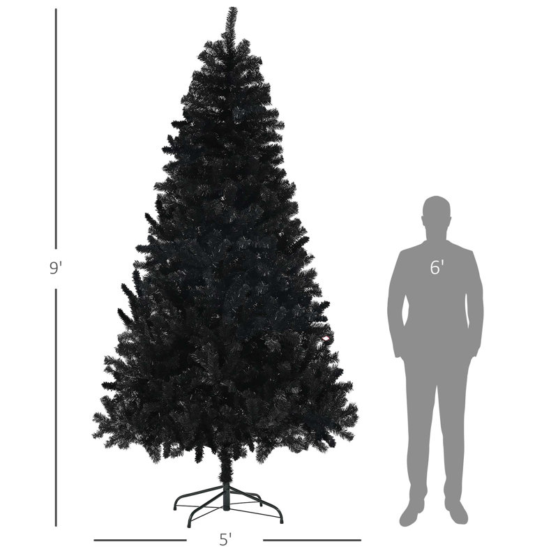 Grand arbre de Noël artificiel à ouverture automatique, arbre de Noël non éclairé avec 2132 branches et base en acier, 9'