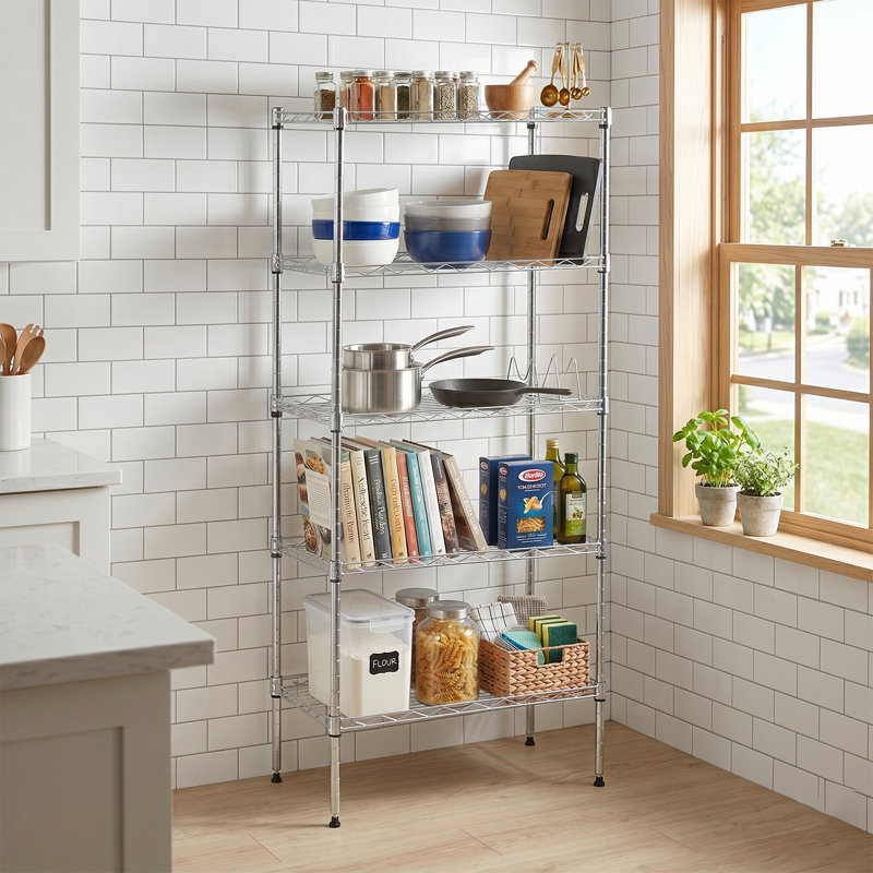 Étagère en métal, étagère de rangement étroite, support de rangement autoportant robuste pour la cuisine, le garde-manger, le garage et la salle de lavage