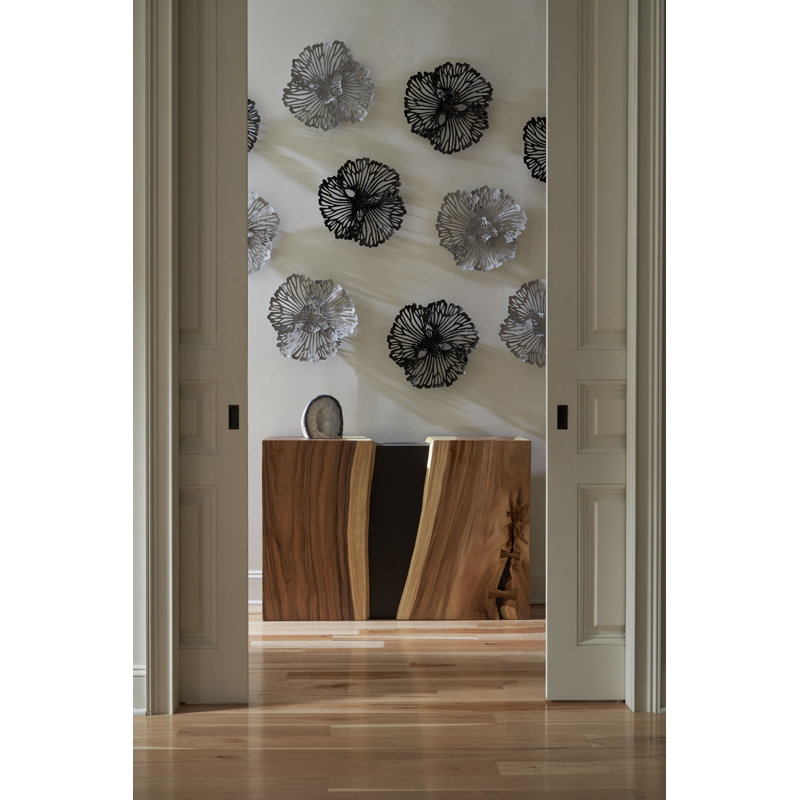 Extra Small Gray Metal Floral Wall Art