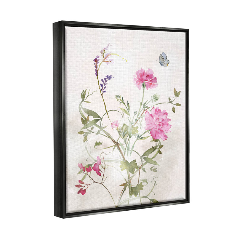 «Vivid Pink Carnation Blooms» par Nina Blue, impression sur toile, H 31 po x l 25 po x P 1,7 po, Cadre flottant noir de jais
