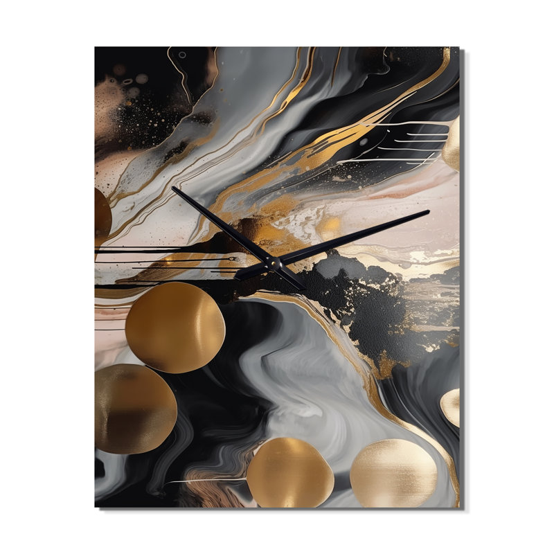 Jalexie - Très grandes horloges murales en marbre abstrait, H 32 po x l 16 po