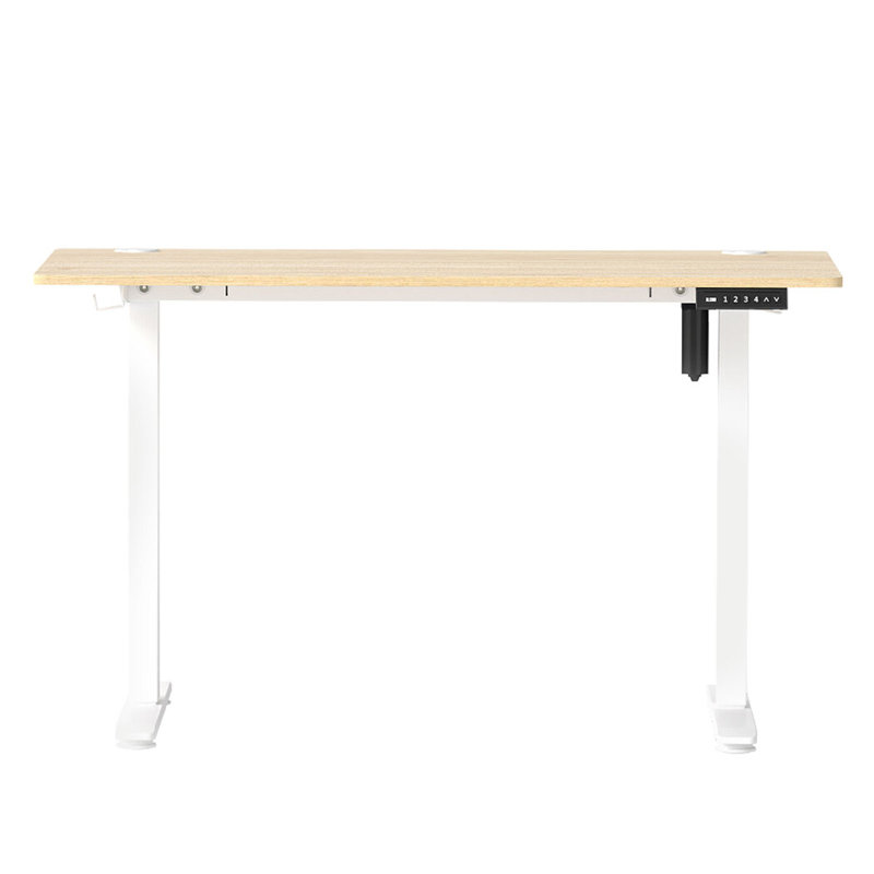 Adjustable Metal Base Standing Desk, Natural/White