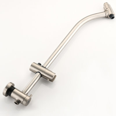 Douche avec perceuse - Barre coulissante en acier inoxydable et double tête à 7 réglages, nickel brossé, bec en métal à 7 soupapes