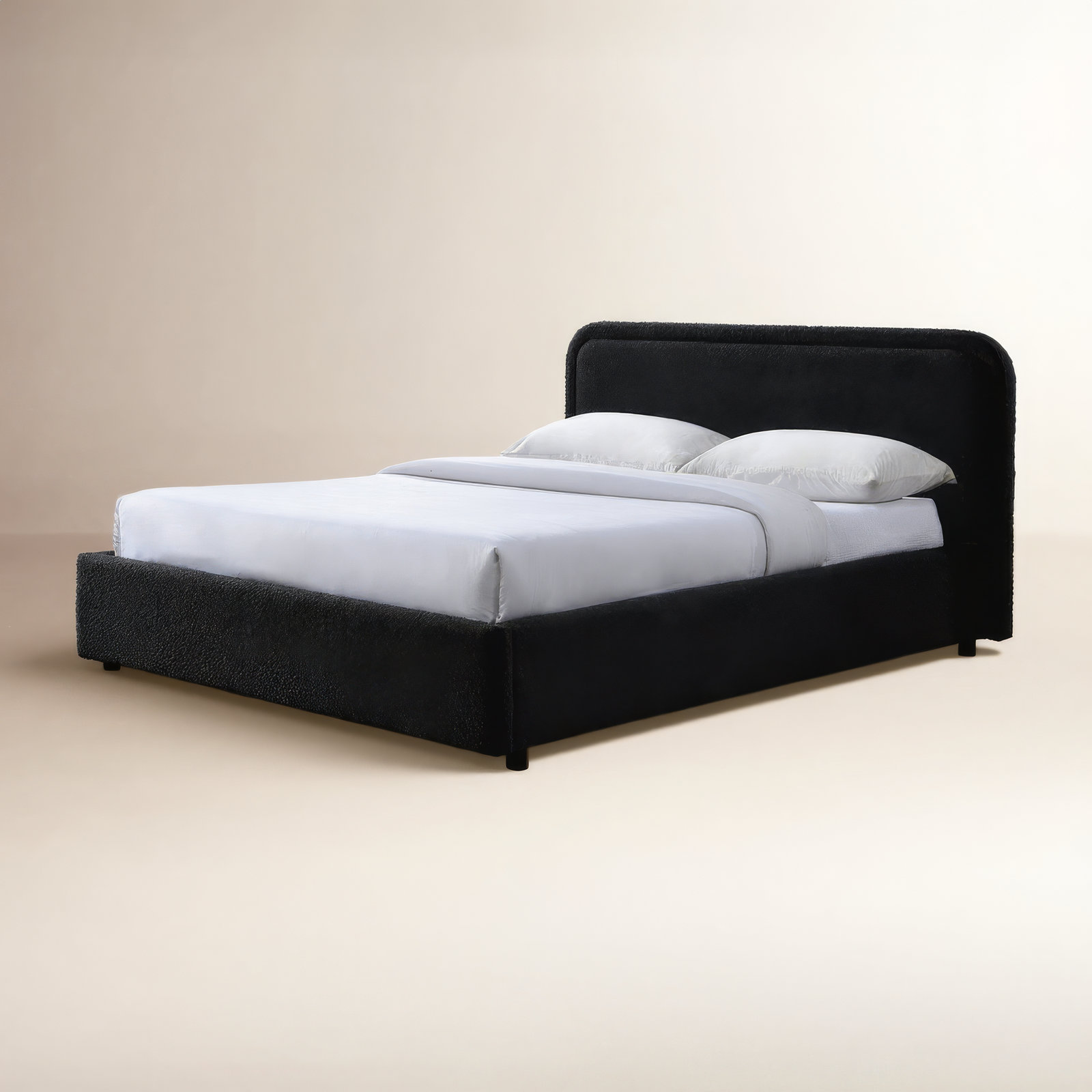 Baneza Platform Bed, Queen, Black Boucle