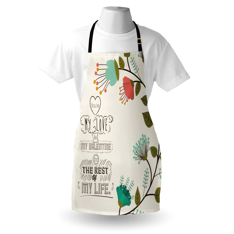 Multicolore, tablier East Urban Home Valentines Day unisexe, fleur avec feuille, taille adulte