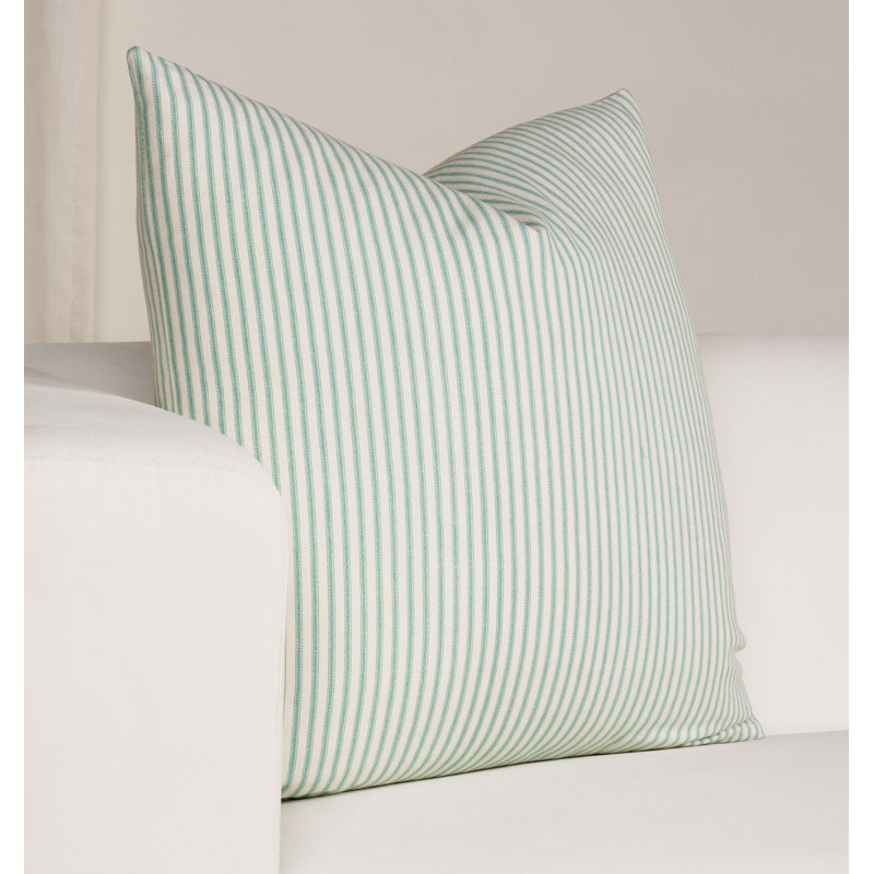 Oreiller décoratif à rayures Magnolia Home Fashions Cottage, Bleu turquoise / rayures vertes, Polyester, H 18 po x l 18 po