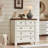 Farmhouse 5 Drawer Dresser for Bedroom, 32.6 Inch Tall Vintage Chest of Drawers, Rustic Small Dressers w/Square Solid Wood Legs, Mid-Century Storage Organizer for Living Room (White)-963546493