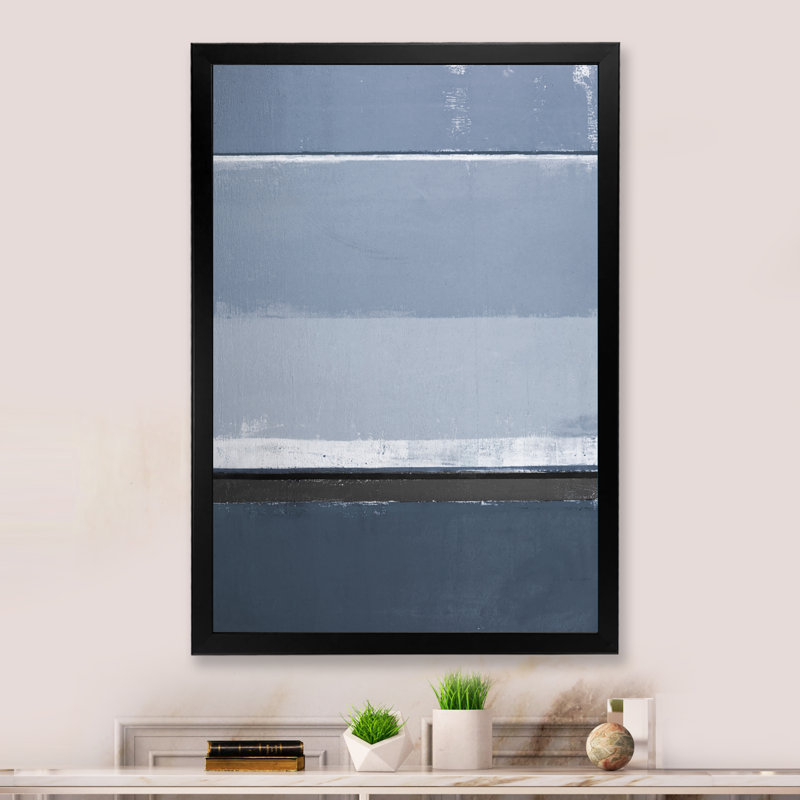 Art moderne gris et bleu II 2FDP47744, Cadre noir, H 20 po x l 12 po x P 1 po