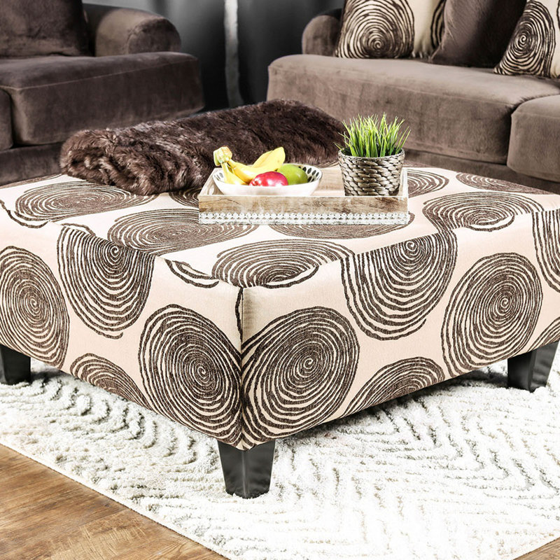 Repose-pieds carré de style transitionnel, Brun