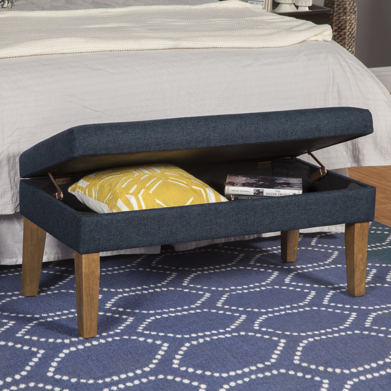 North Andover Upholstered Storage Bench, Navy