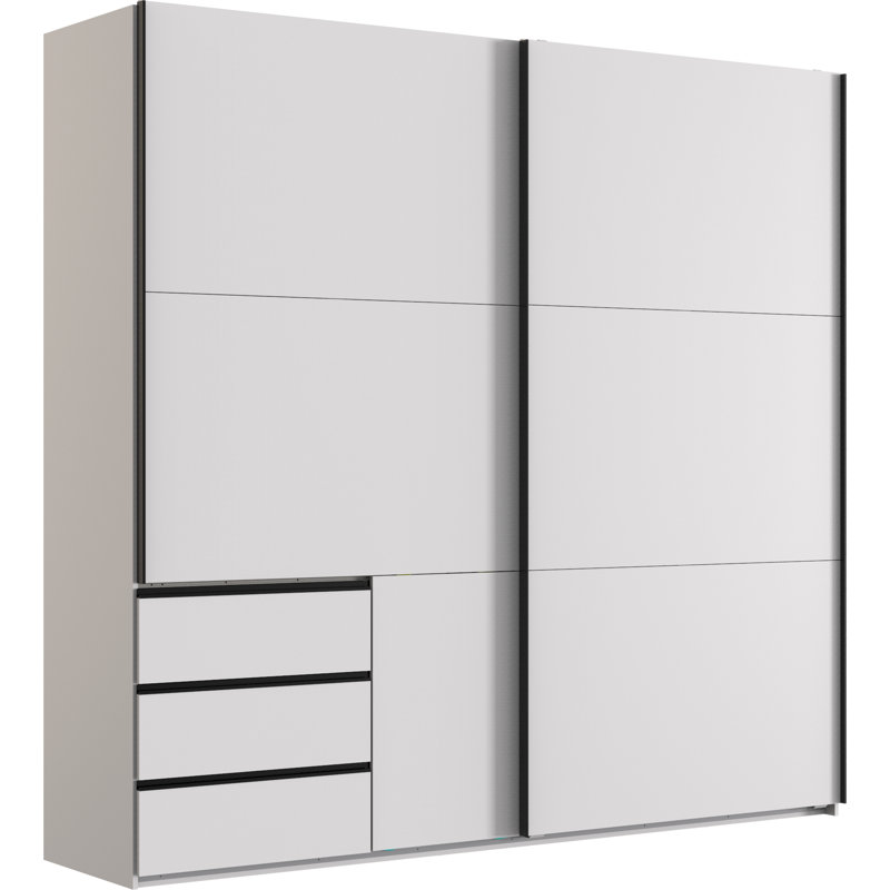 Guardino 2 Door Wardrobe, White, 236cm H x 250cm W x 65cm D