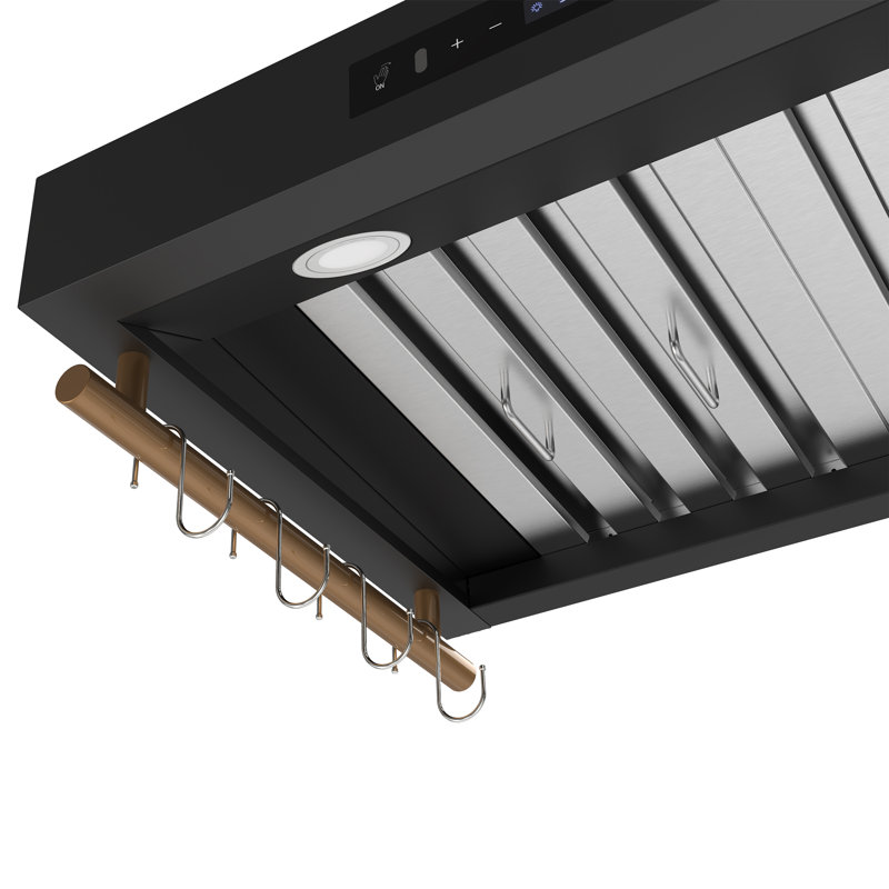 Forno Venezia 30 Inch Wall-Mounted Range Hood in Black with Touch Controls and Baffle Filters, Matt Black