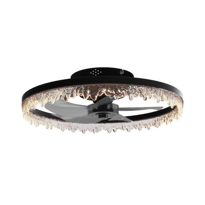 Ventilateur de plafond encastré intelligent avec lumière - lustre à DEL intégré de 20 pouces avec 5 pales invisibles, télécommande et minuterie, éclairage à intensité variable, fonctionnement ultra-silencieux pour la chambre à coucher, le salon et le coin-repas