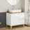Ensemble de meuble-lavabo moderne de 31,5 po avec lavabo combiné, 1 porte et 2 grands tiroirs, système de fermeture en douceur, conception sans poignée, comptoir et pieds en bois massif naturel, lavabo carré en céramique sur le comptoir, blanc brillant