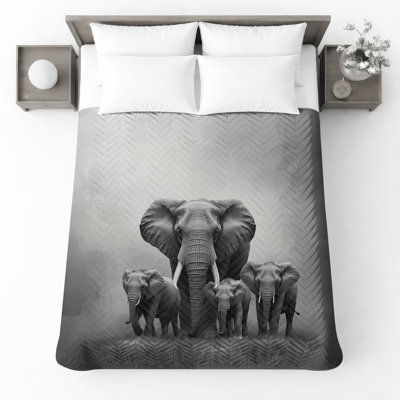 African Elephant Family Bedding Elephants Bedspread Wildlife