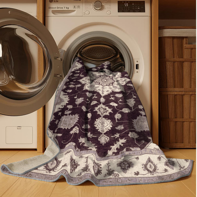 Tapis gris lavable à la machine, Carré 6 pi
