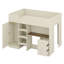 Lit mezzanine en bois avec garde-robe intégré, bureau, tablettes de rangement et tiroirs-391042433