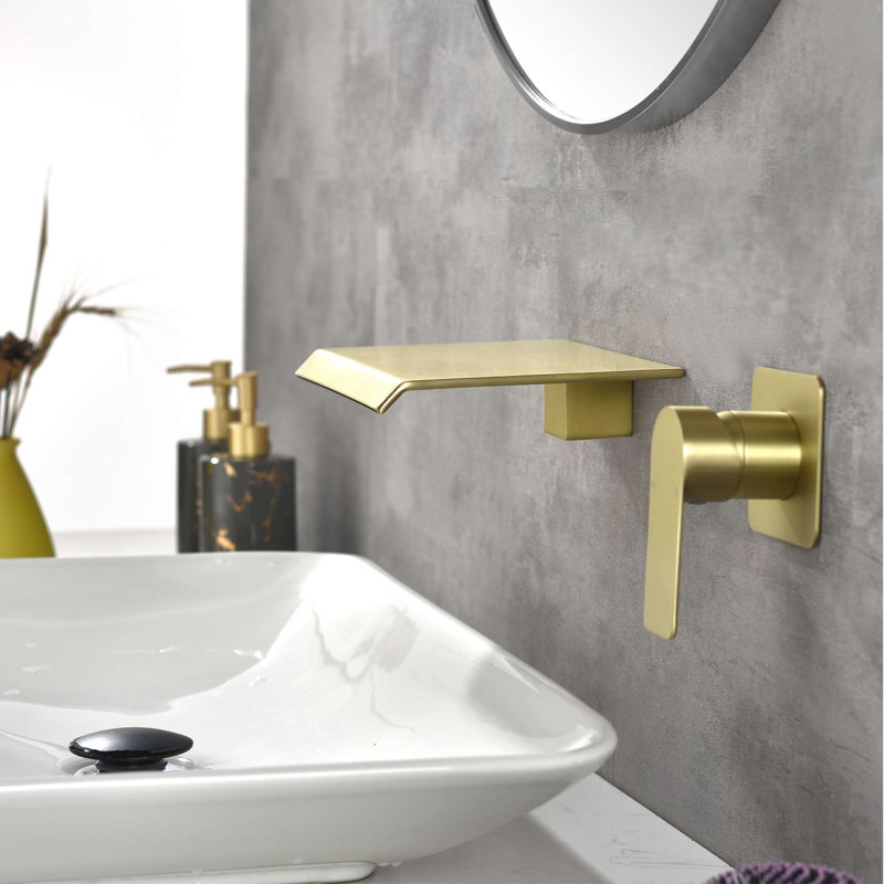 Wall Mounted Optional Single-handle Bathroom Faucet, Gold