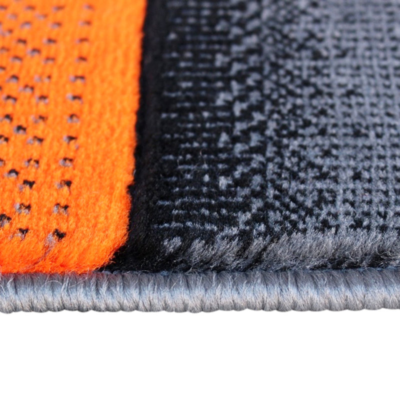 Tapis d'intérieur à motif géométrique de style géométrique moderne orange et gris Abbie-May, Tapis de couloir 2 pi x 7 pi