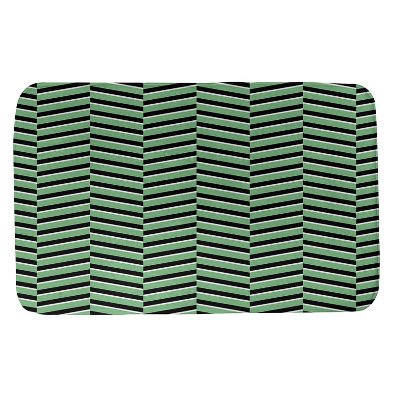 Tapis de bain à rayures rectangulaires anti-dérapant fractures, l 17 po x L 24 po, Vert
