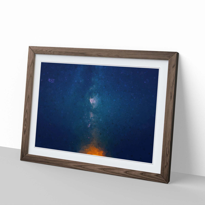 The Stars at Night in Abstract - Framed Print, 60cm H x 91cm W x 2cm D, Walnut