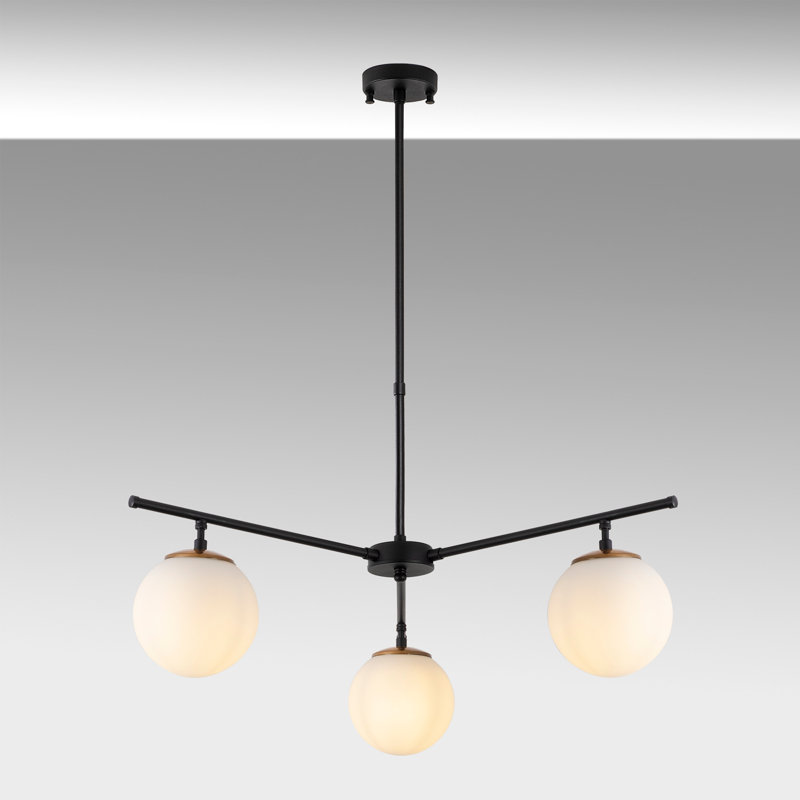 Rithland 3 - Light Sputnik Chandelier, 34.25cm H x 34.25cm W x 27.56cm D, Off White, Black