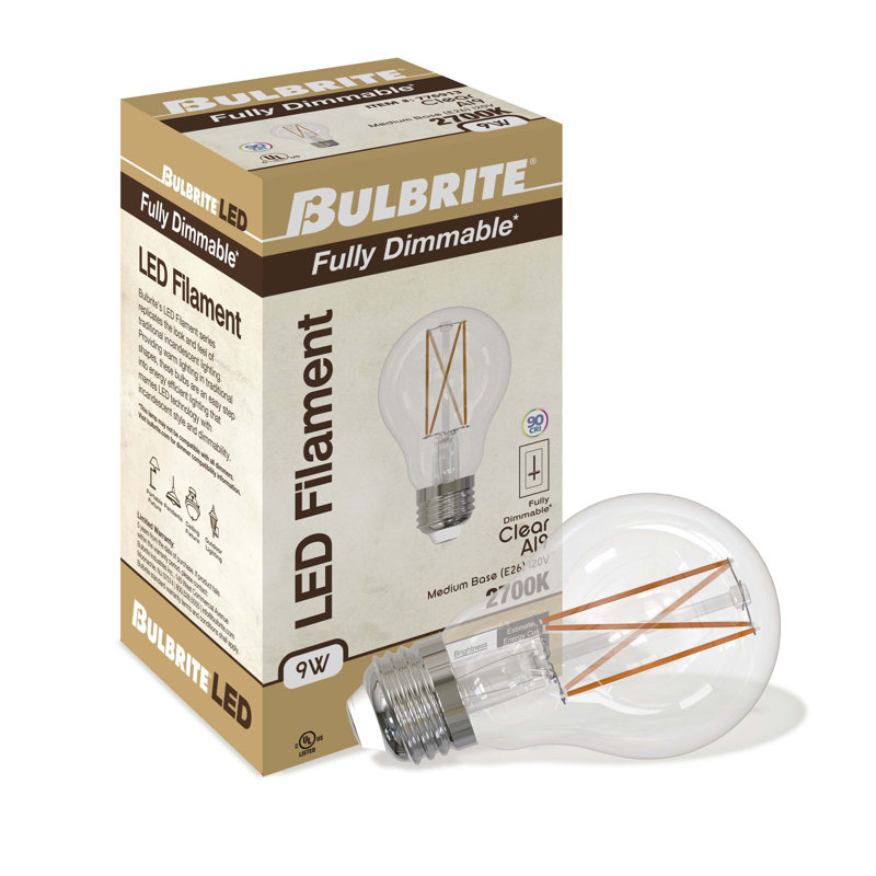 Ampoule DEL A19 à intensité variable de style A19, base E26 / moyenne (standard), 2700 Kelvins, 1100, 9 W