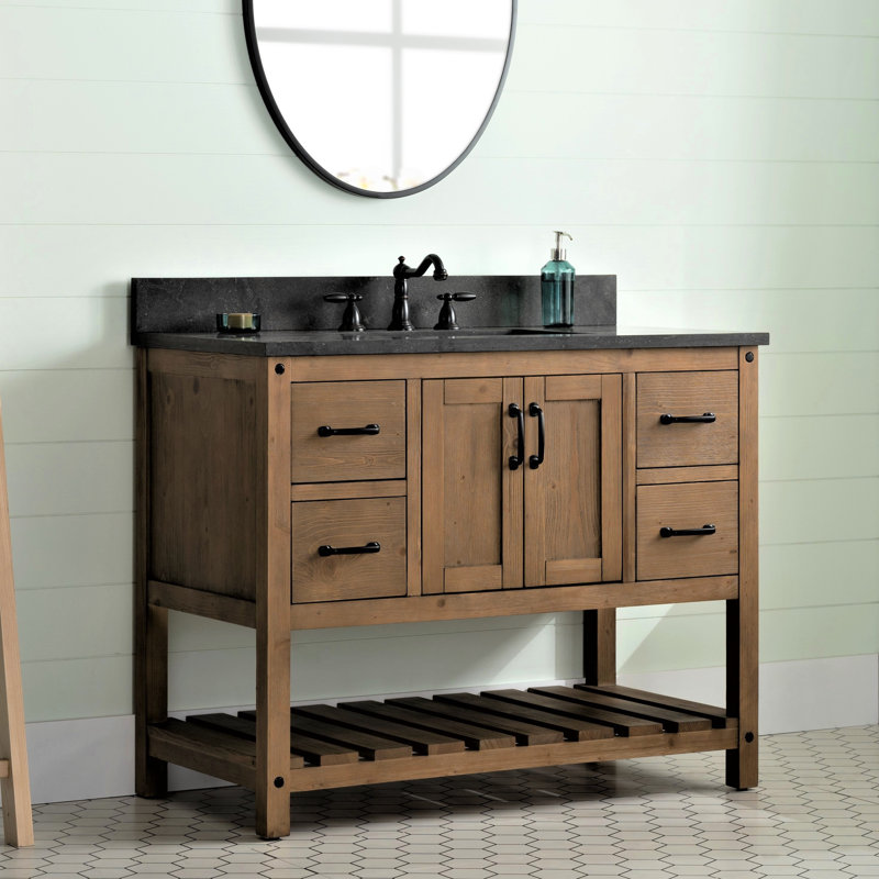 Ensemble de meuble-lavabo simple 42 po Radstock, Naturel antique, Bleu Purbeck