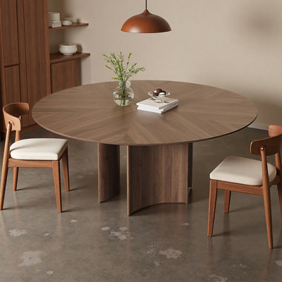 Retro Nut-brown Round Solid Wood Writing Desk