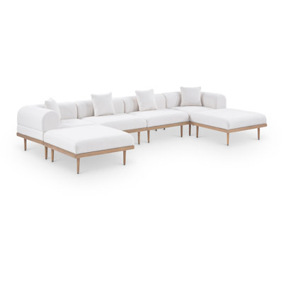 Madeleine 142" Resilient Water Resistant Olefin Fabric Upholstered 6Pc. Outdoor Patio Modular Sectional