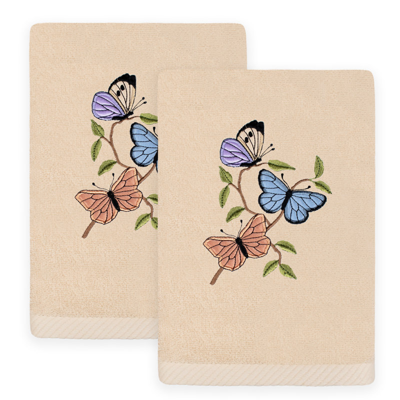  Spring Butterflies Turkish Cotton Hand Towel, Sand