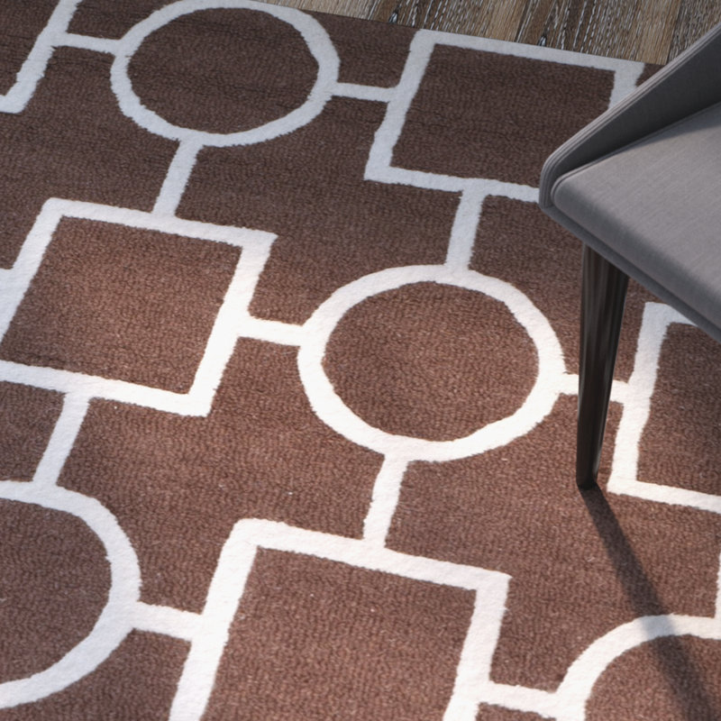 Tapis géométrique en laine touffeté à la main Deedgra, Rectangle 8 pi x 10 pi