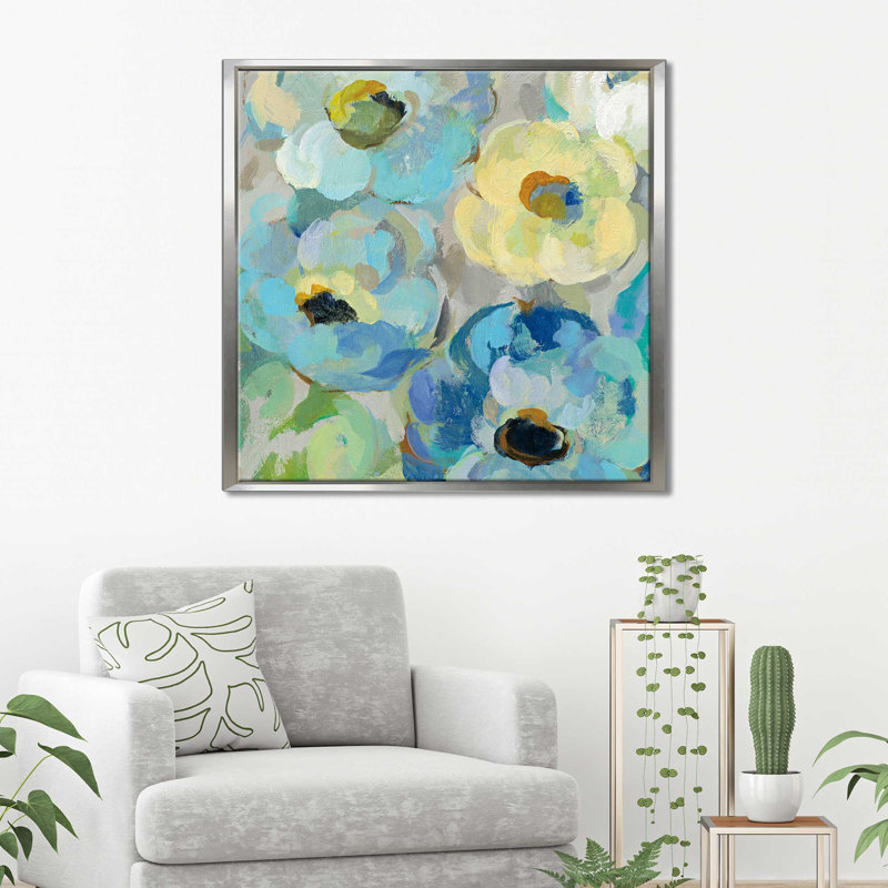 Fleurs fraîches de sarcelle II - reproduction sur toile, H 18 po x l 18 po x P 1 po, Toile tendue